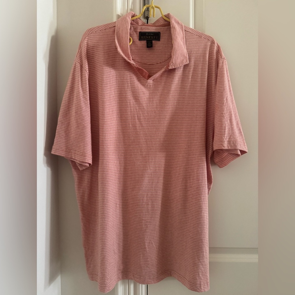 Jos. A. Bank Reserved Men's Polo Shirt - coral stripe - XXL